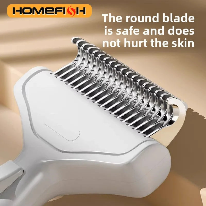 1PC Floating Stainless Steel Dog Hair Removal Brush for Long Hair Breeds Puppy Cat Comb Pet Grooming Products Curved Design