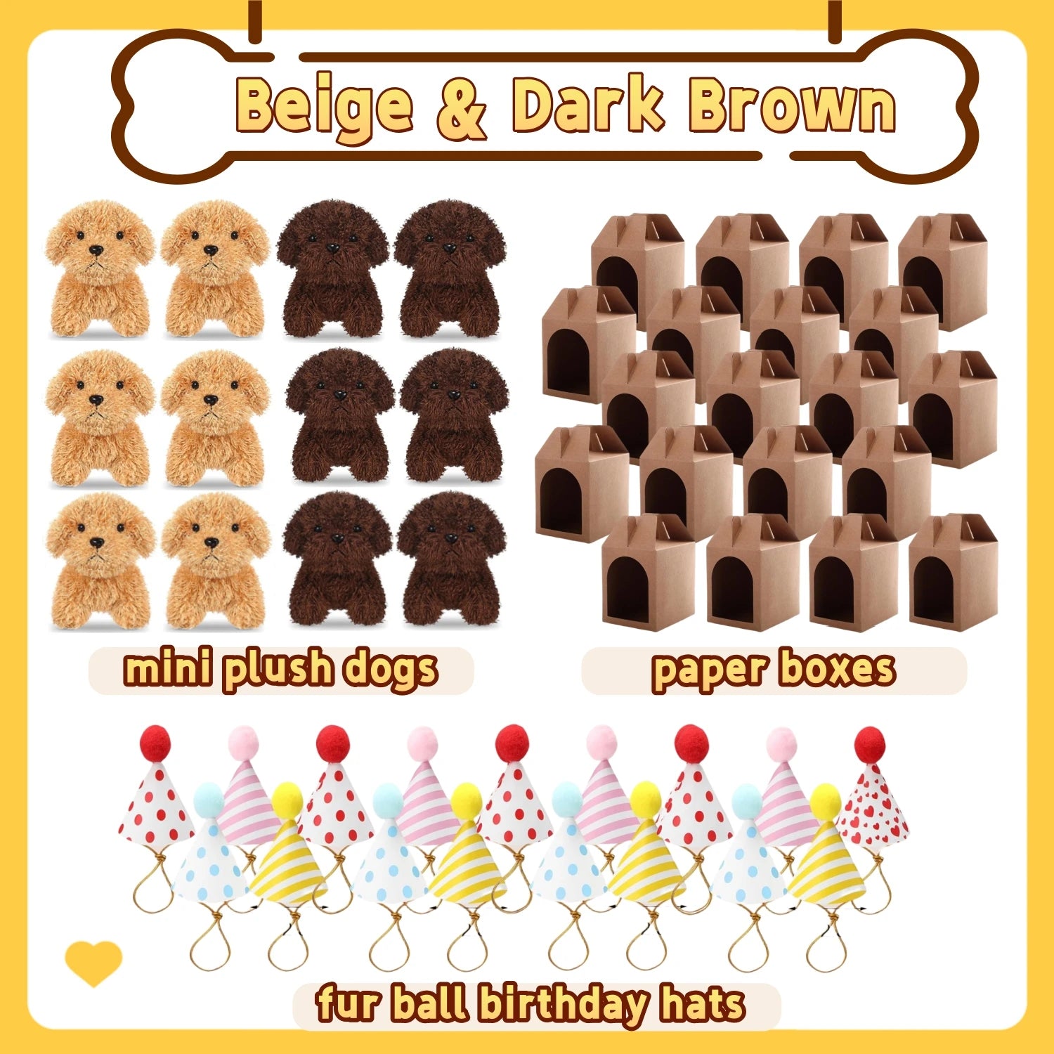 12-80Set Mini Plush Puppy Stuffed Dogs Adopt A Pet Dog Party Favors Goodie Bags, Animals Bulk Gift Toys