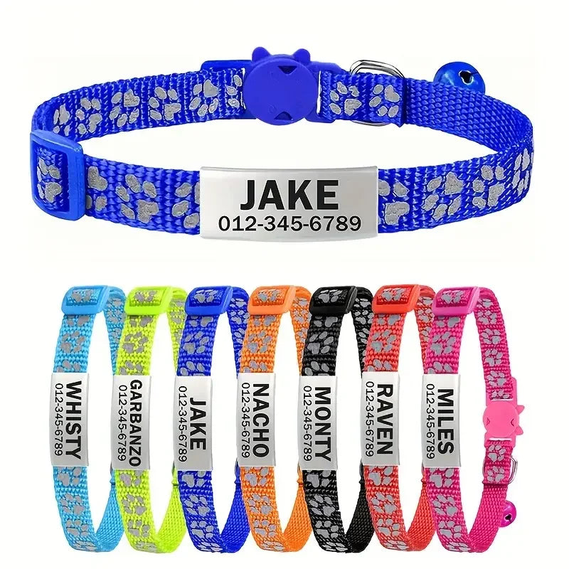 Anti-lost Engraved Cat Collar With Bell Fast Breakaway Customize Name Id Tag Personalized Pet Products Accessory