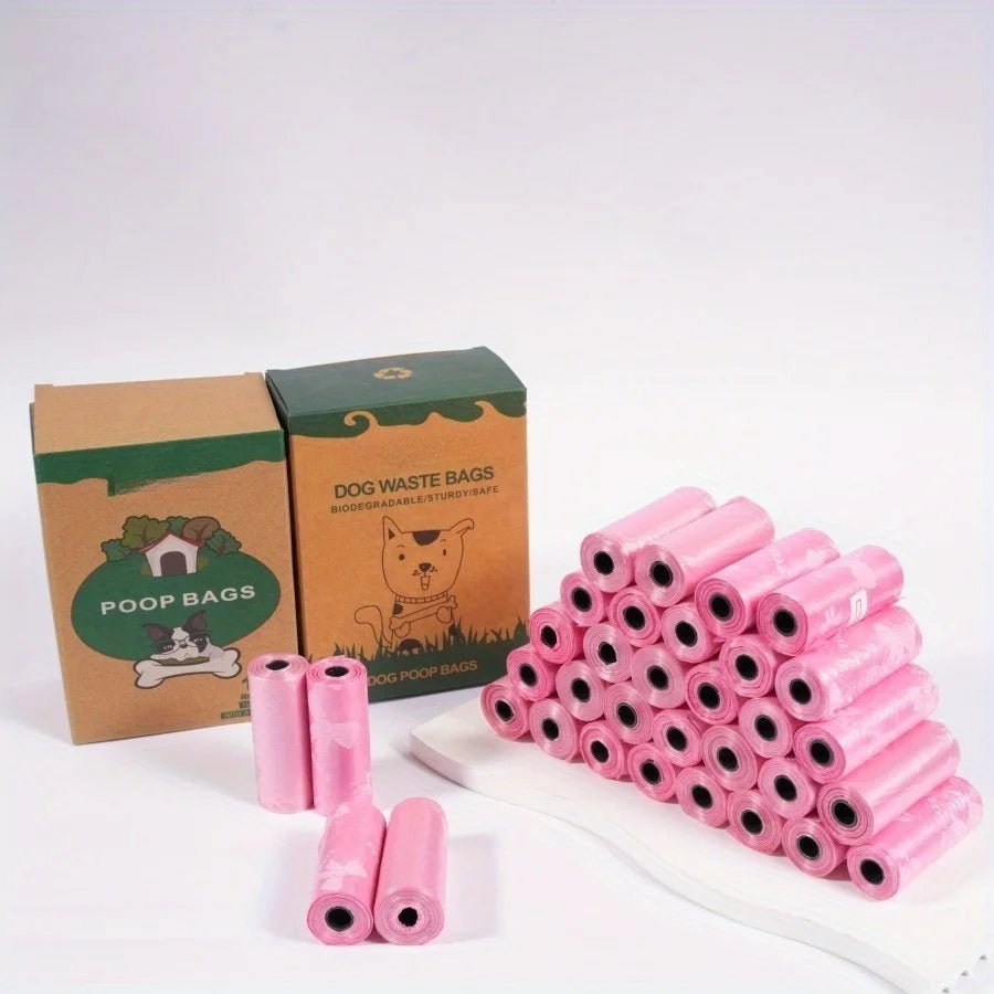 120 Count Extra Thick Leakproof Poop Bags - Vibrant Pink & Purple Designs, High-Quality Polyethylene Trash Bags for Dogs
