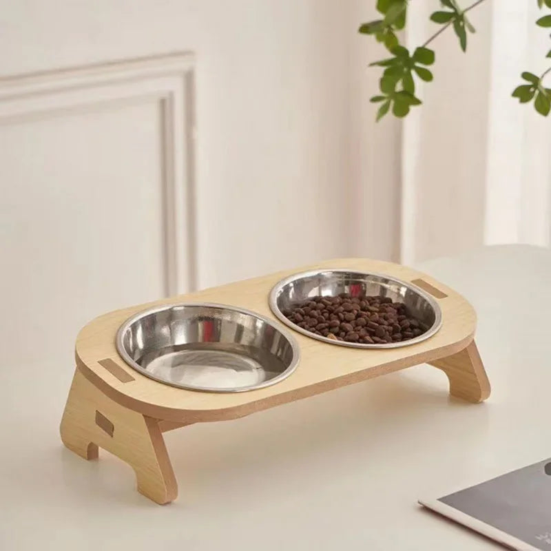 Pet Feeder Double Cat Food Bowl with Anti-Knockover Design Dog Water Feeding Container Cat Food Bowl Stander Pet Products