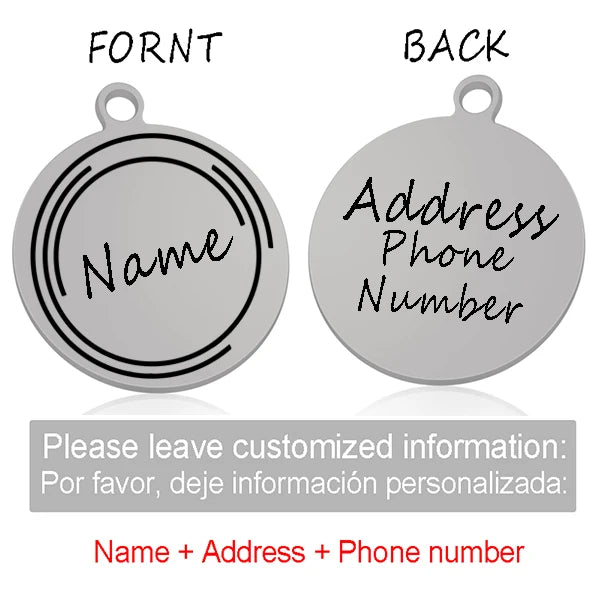 Custom Personalized Cat Dog ID Circle Tag Collar Pendant Engraved Pet Necklace Chain Charm Supplies For Tag Name Products
