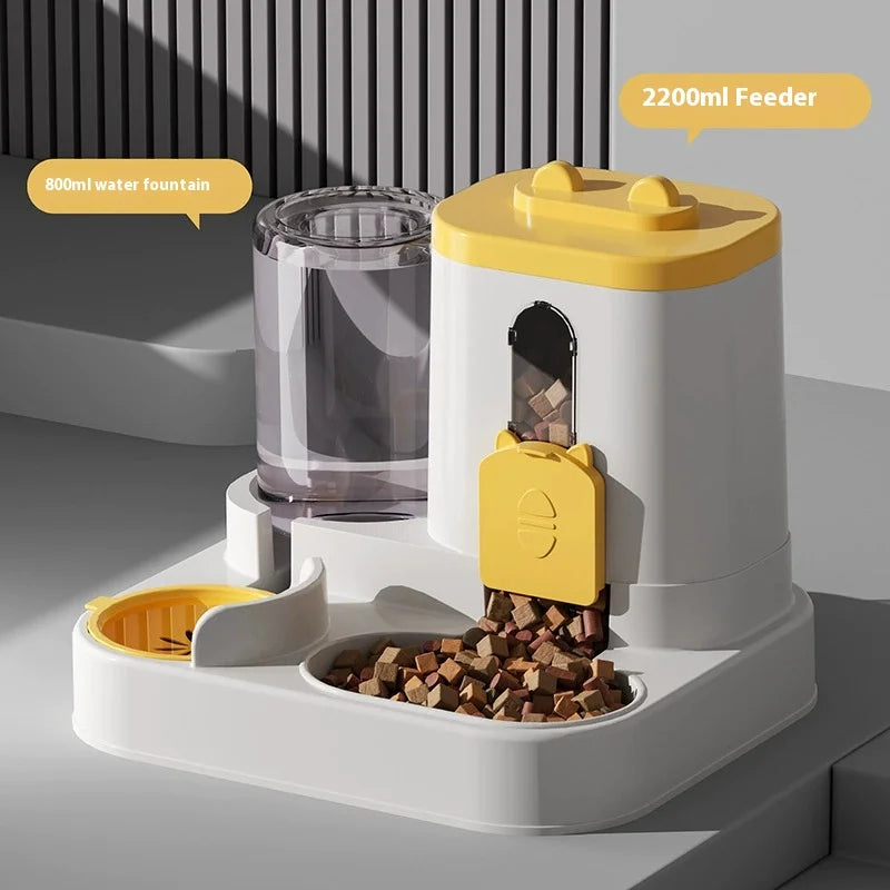 Automatic Dog Cat Feeder and Water Dispenser Gravity Food Feeder and Waterer Set with Pet Food Bowl Universal Pet Products