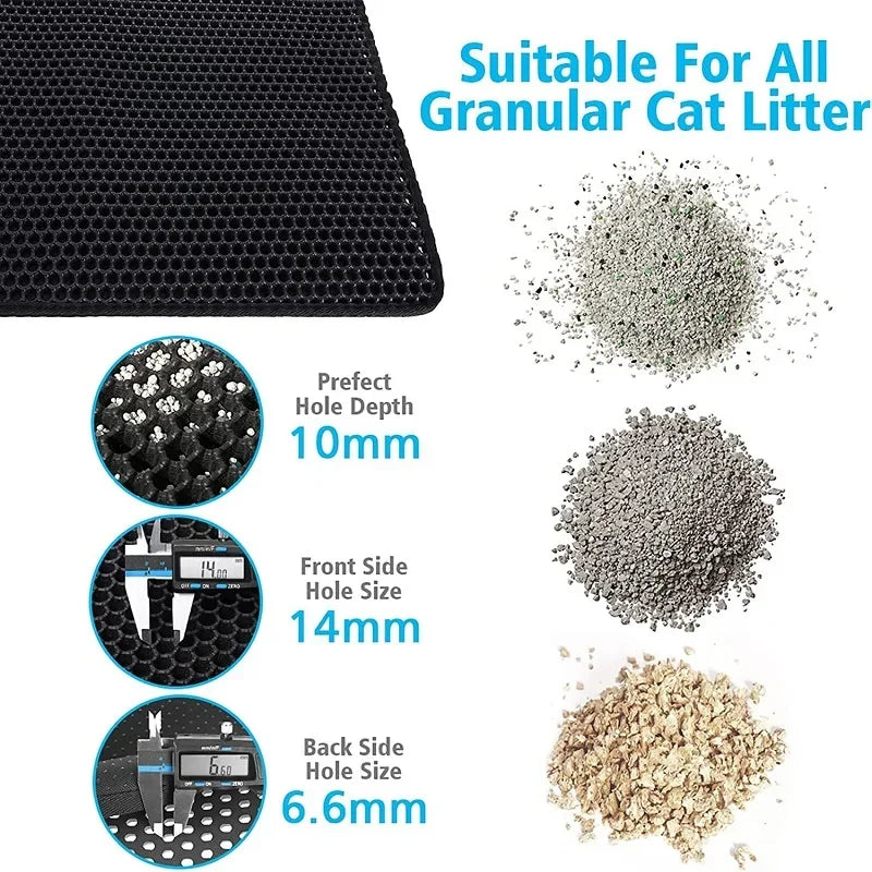 Cat Litter Mat Heavy Duty Waterproof 2 Layer Non Slip Washable Pet Floor Protector Litter Box Sand Stopper Pet Product