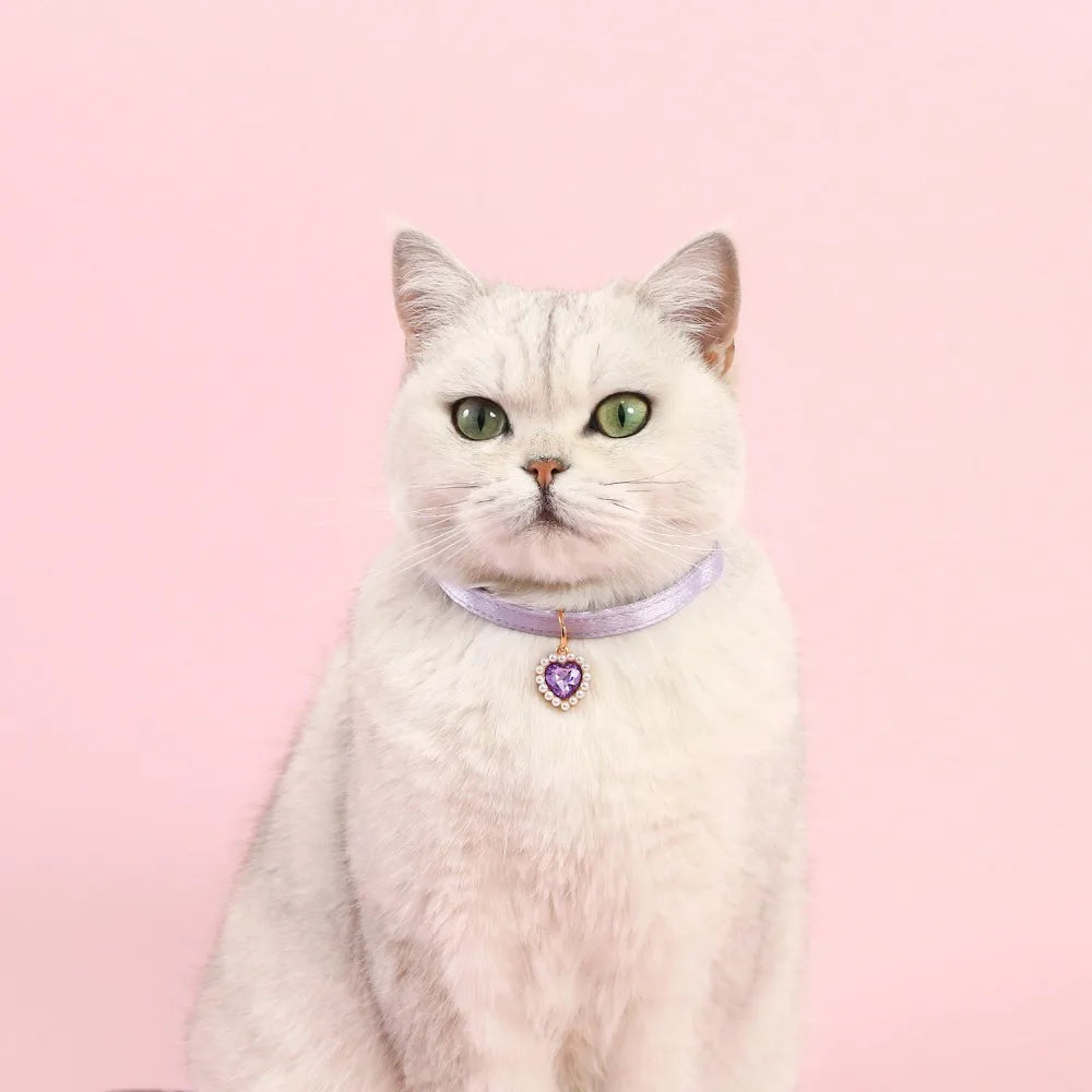 High Quality Heart Pendant Pet Collar Bowknot Durable Pet Supplies Adjustable Solid Color Cats Bow Tie Pets Accessories