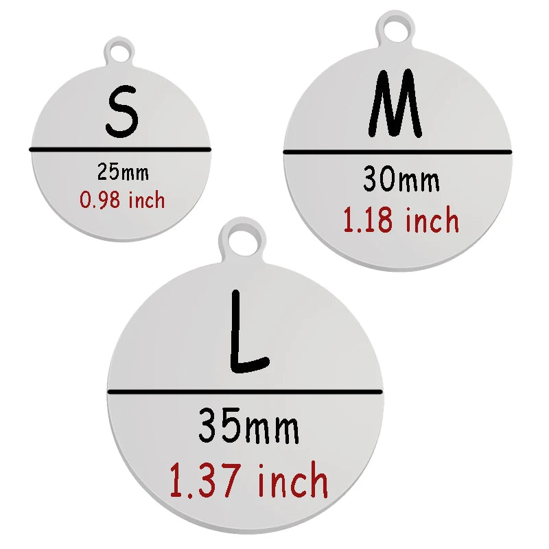 Personalized Pet Cat Dog ID Tag Collar Accessories Circle Custom Engraved Necklace Chain Charm Supplies For Dog Tag Name Product