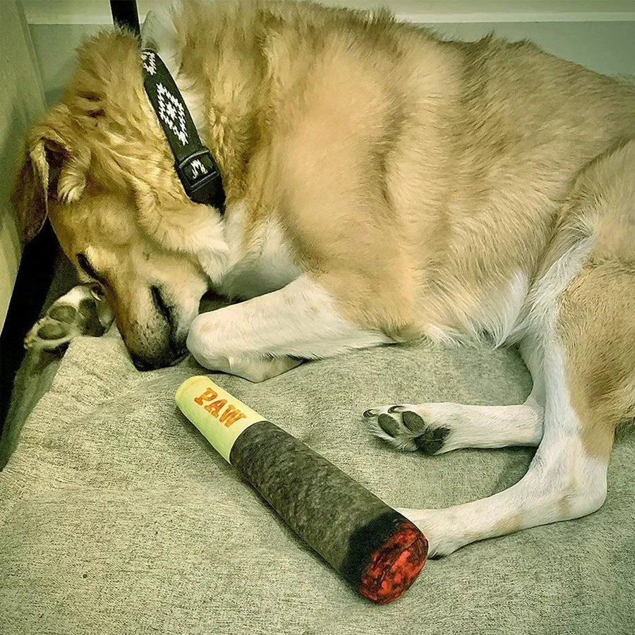 Teeth Creative Chew Funny Cigar Plush Squeaky Interactive Dog Toys Design Squeaky Pet Toys Grinding  Toy for Small Medium Dog