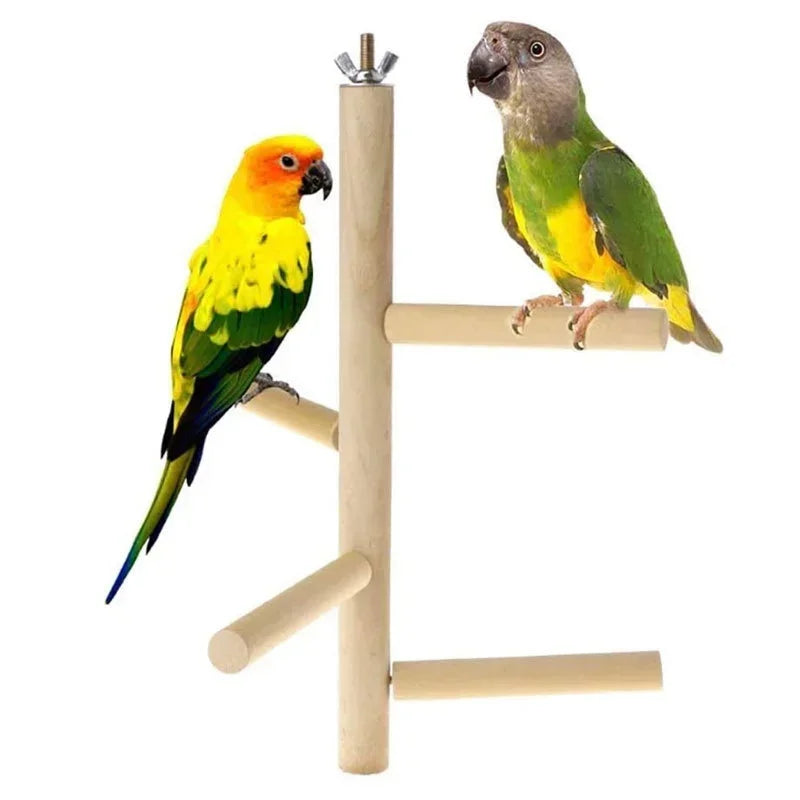 Pet Parrot Bird 4 Layer Stages Toys Natural Wood Rotating Ladder Parakeet Cage Accessories Swing Exercise Toy Birds Accessories