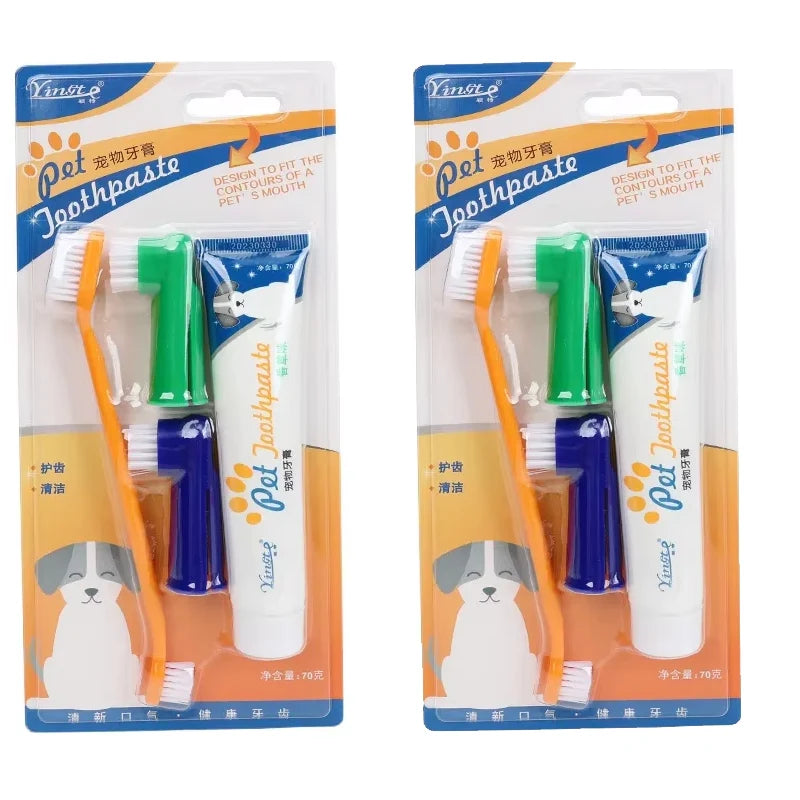 Pet Cleaning Tools Kit Dog Gum Care Products Kit Reduces Plaque & Tartar Buildup for Pet Universal Toothpaste Toothbrush Set