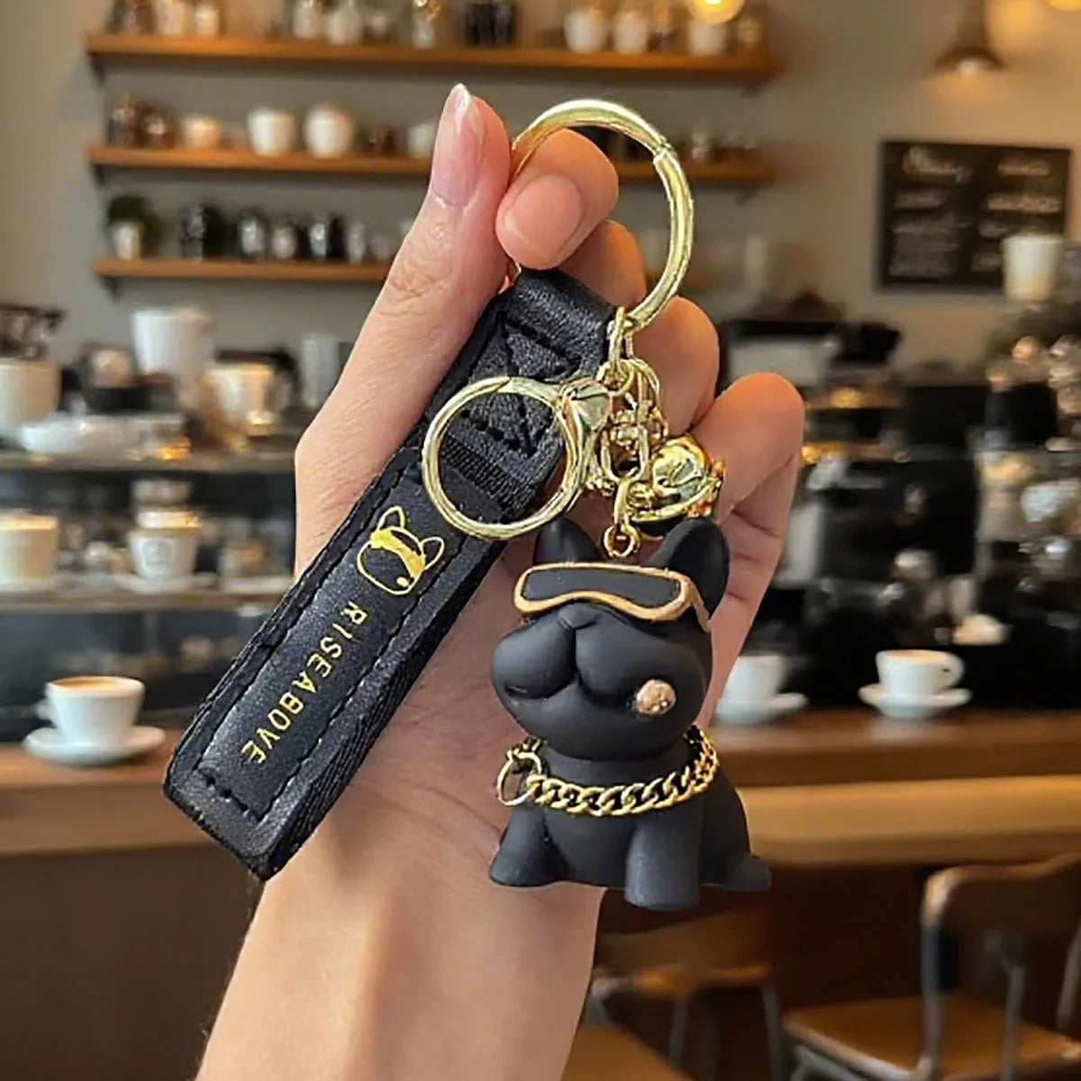 Cool And Trendy Bulldog Keychains Cute Resin Dog Pendants,Car Key Chains Couple Pendants Small Gifts