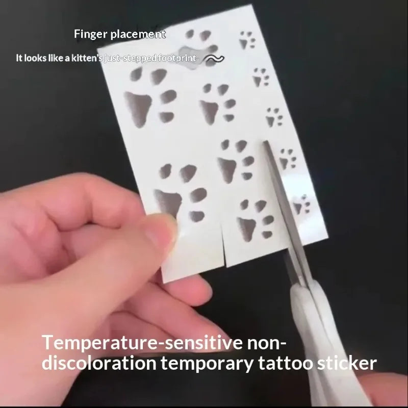 3 Pcs Cat Paw Temp Tattoos  Thermal Sensitive Stickers, Color Change Heat Activated Body Art Decals for Party Gift