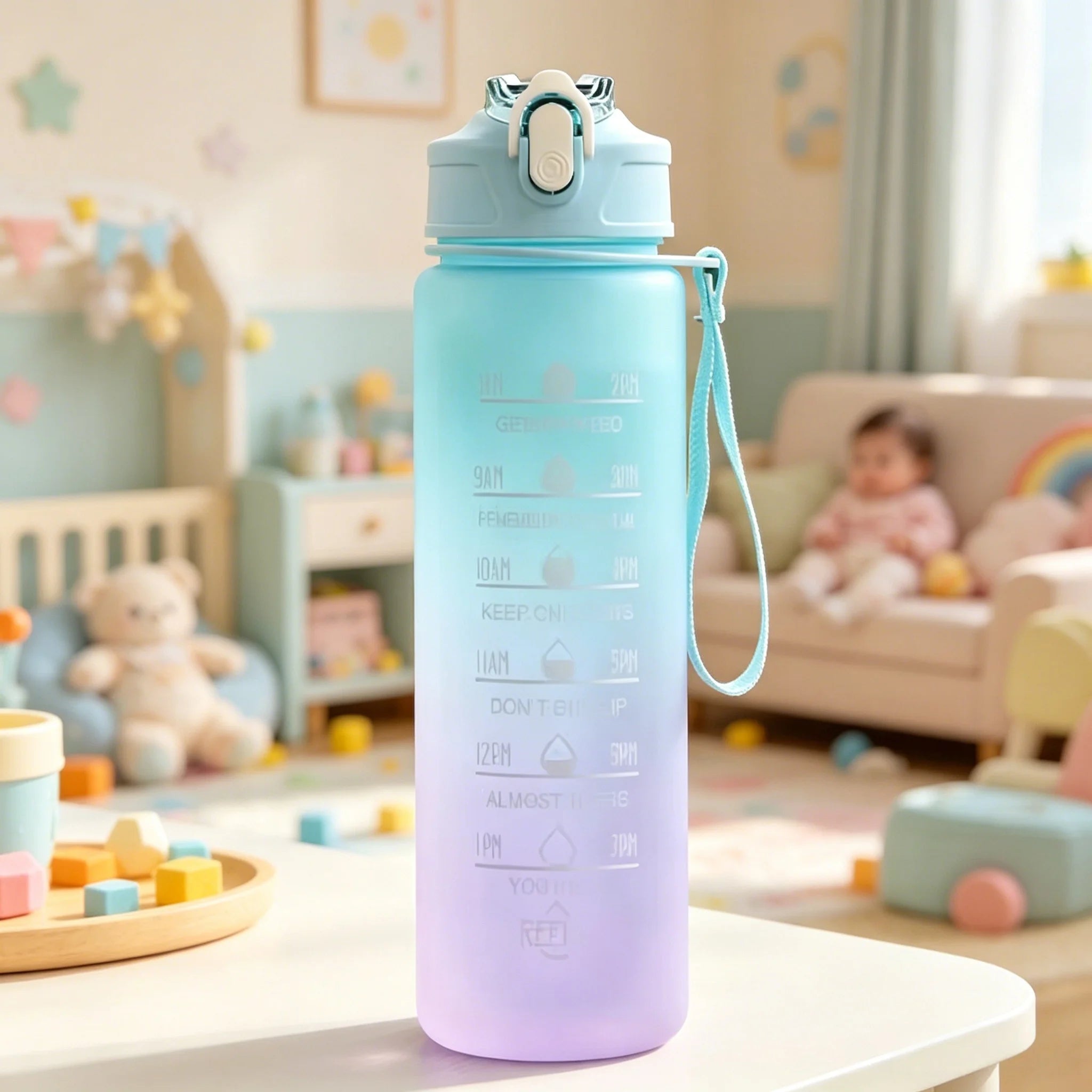 3D Printed Cute Cartoon Cat PVC-Free, Leak-Proof, Matte Finish 750ML Water Bottle,Includes Carry Loop Outdoor Activities