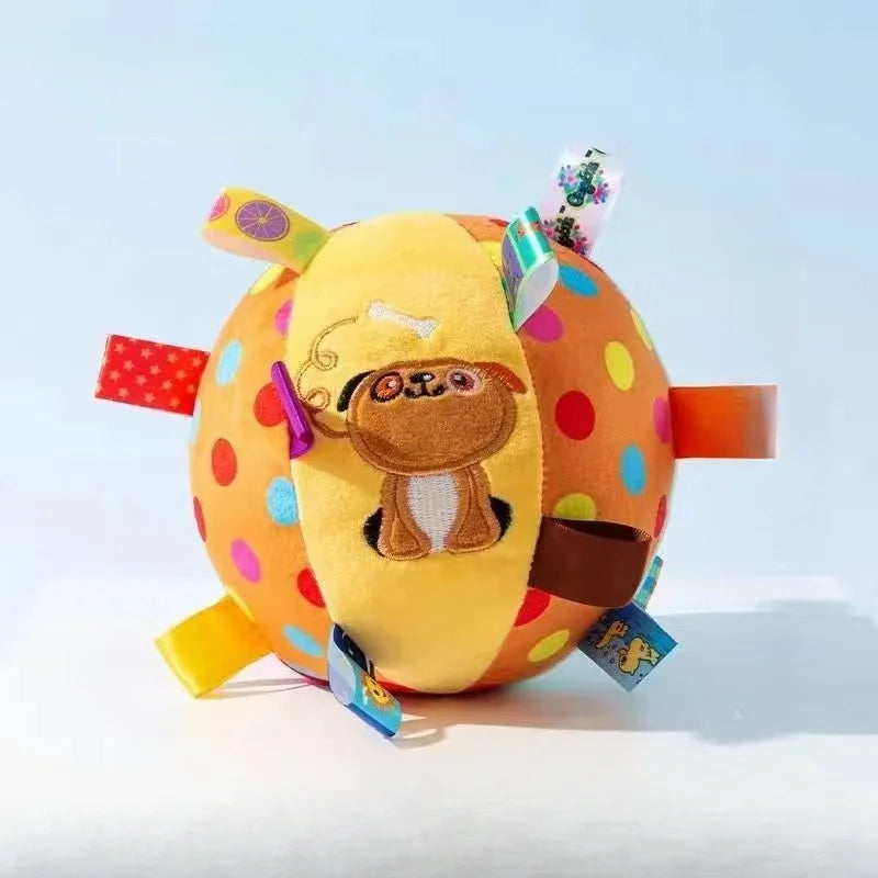 Squeaky Plush Dog Ball Toy with Colorful Ribbons Bite Resistant Interactive Chew Toy Puppy Stress Relief Training Play Ball