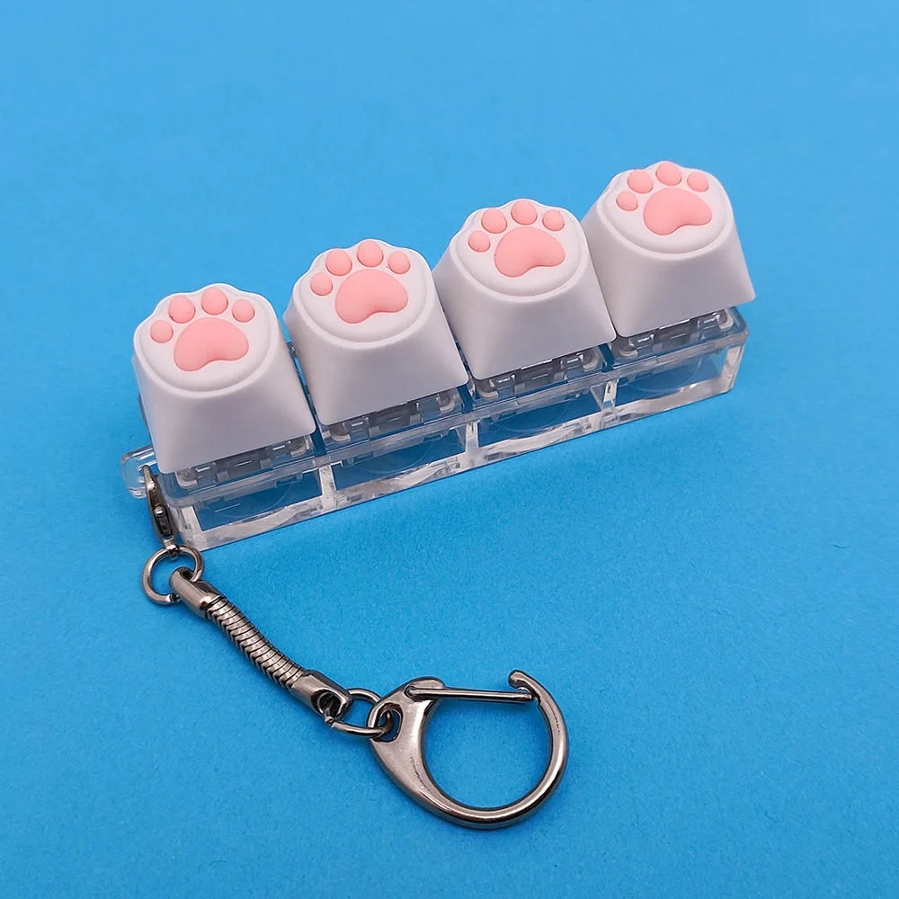 Fingertip Decompression Toy Keys Silicone Soft Cat PAWS Keychain Key Ring Mobile Phone Pendant Accessories Keyboard Tapping