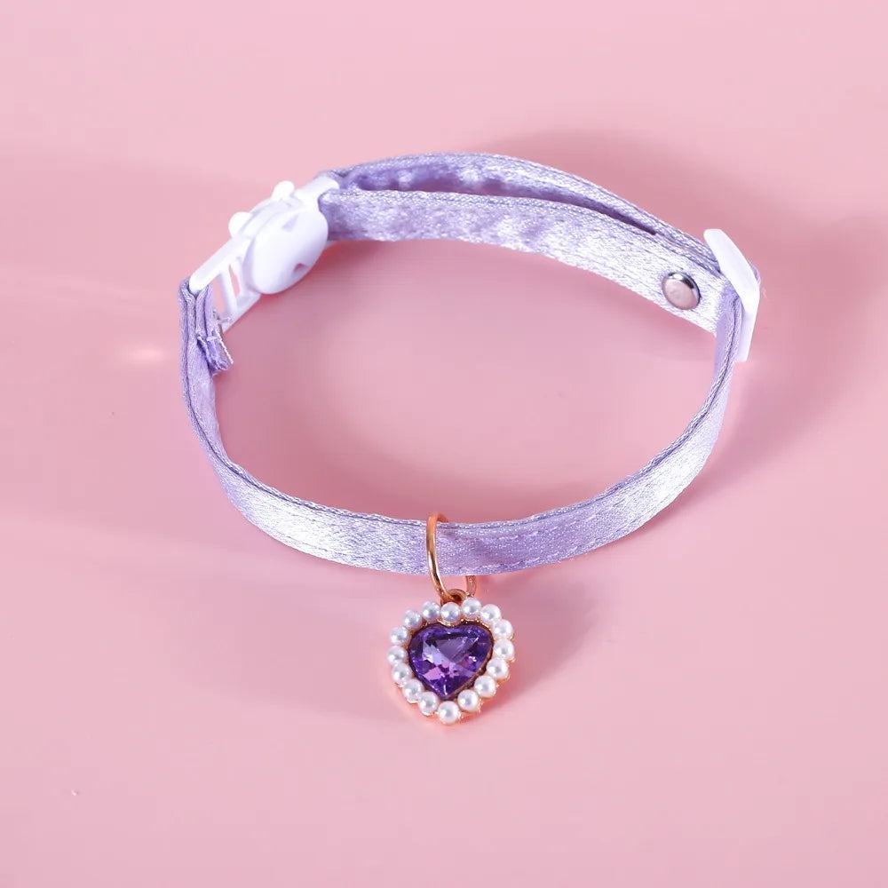 High Quality Heart Pendant Pet Collar Bowknot Durable Pet Supplies Adjustable Solid Color Cats Bow Tie Pets Accessories