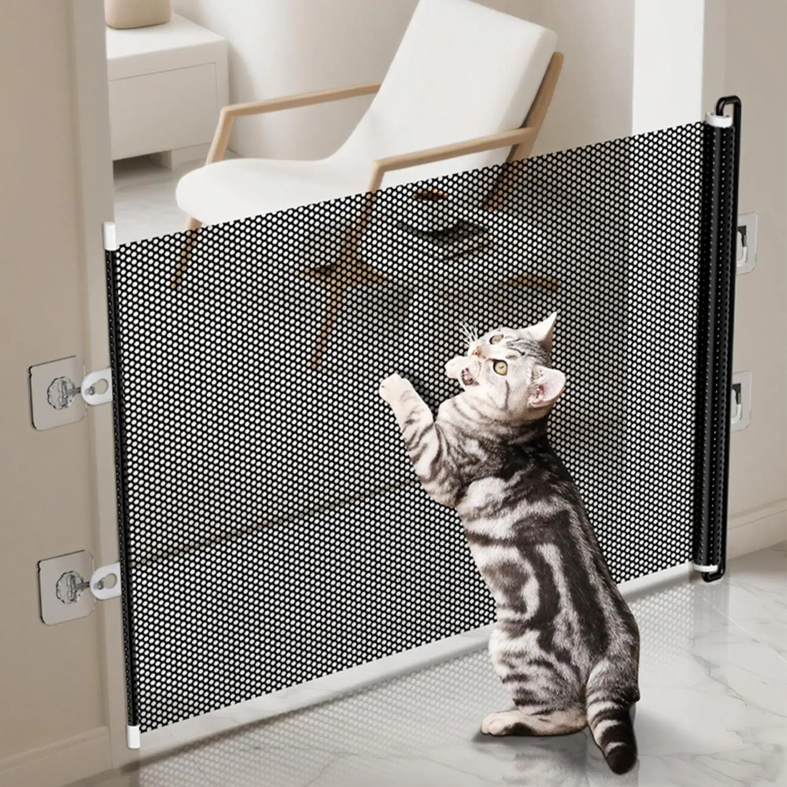 Retractable Dog Gate Kitten Safety Barrier Cat Safety Door Barrier for Home Apartment Office Doorways Hallway Stairs Kitchen