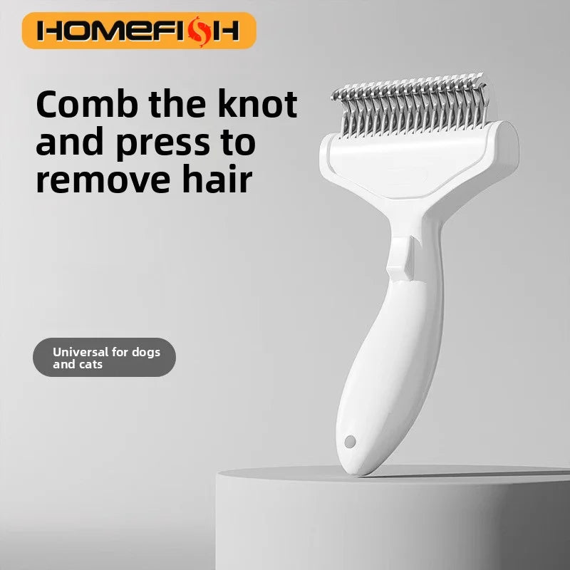 1PC Floating Stainless Steel Dog Hair Removal Brush for Long Hair Breeds Puppy Cat Comb Pet Grooming Products Curved Design