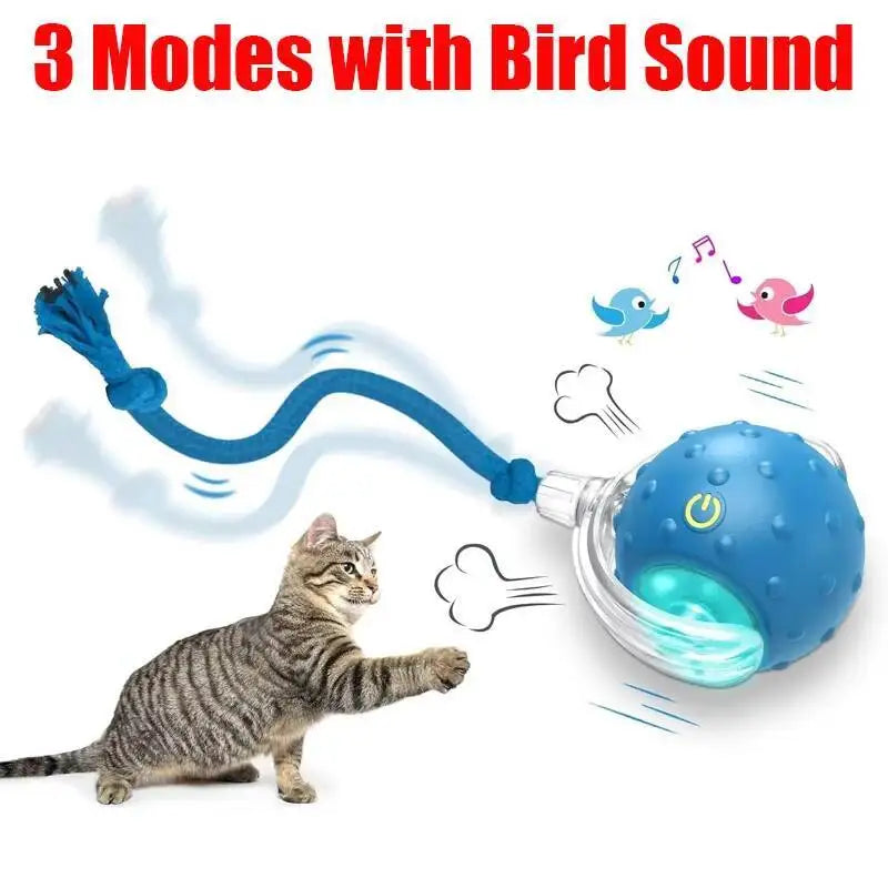 Interactive Cat Toy Ball with Bird Chirping Super Drive Cat Rolling Balls Motion Activated Sensor Pet Kittens Teaser Game Toys