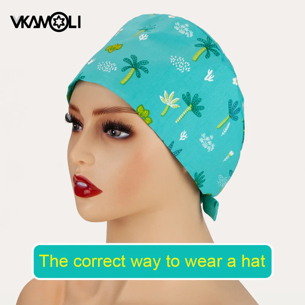 Wholesale Printed Scrub Cap Pet Grooming Work Skull Cap 24 Hours Delivery Women Scrubs Hat Accessories