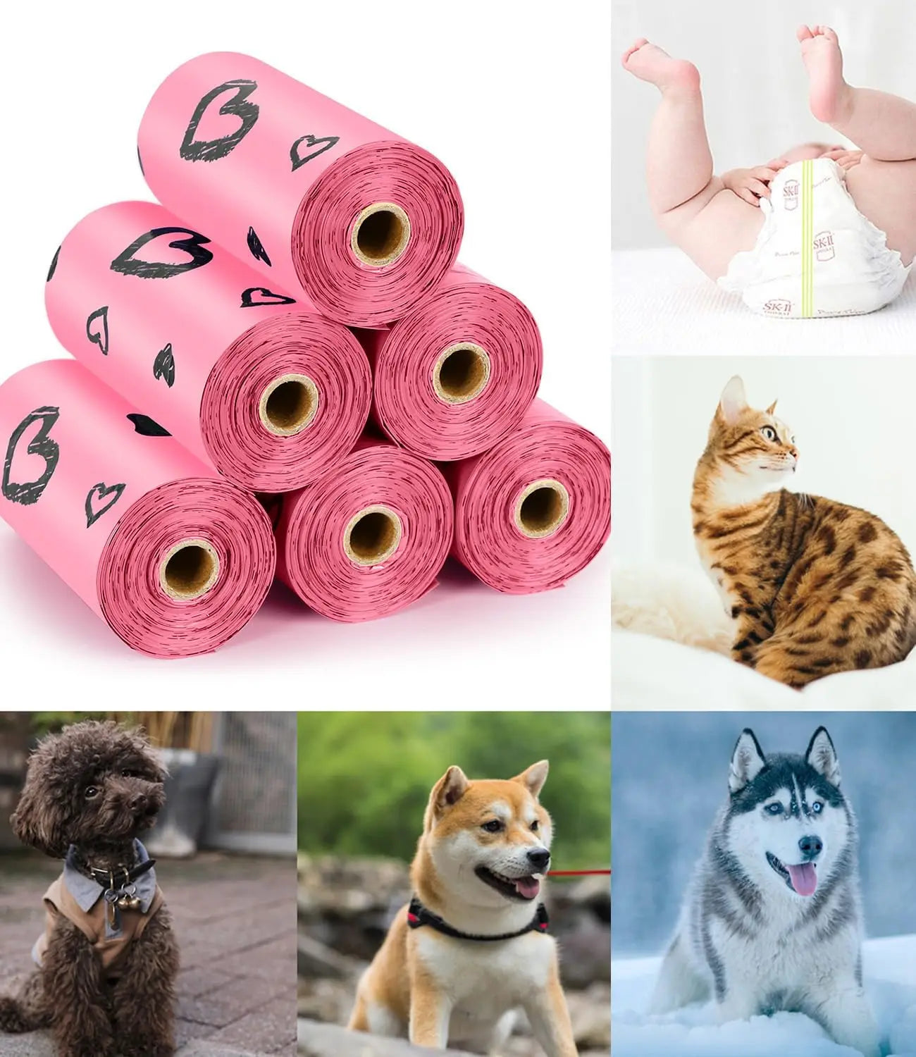 Pet Biodegradable Trash Bag Dog Poop Bags Bulk Biobase Scented Poo Bag Degradable Cat Waste Bags Dog Poop Dispenser Gifts