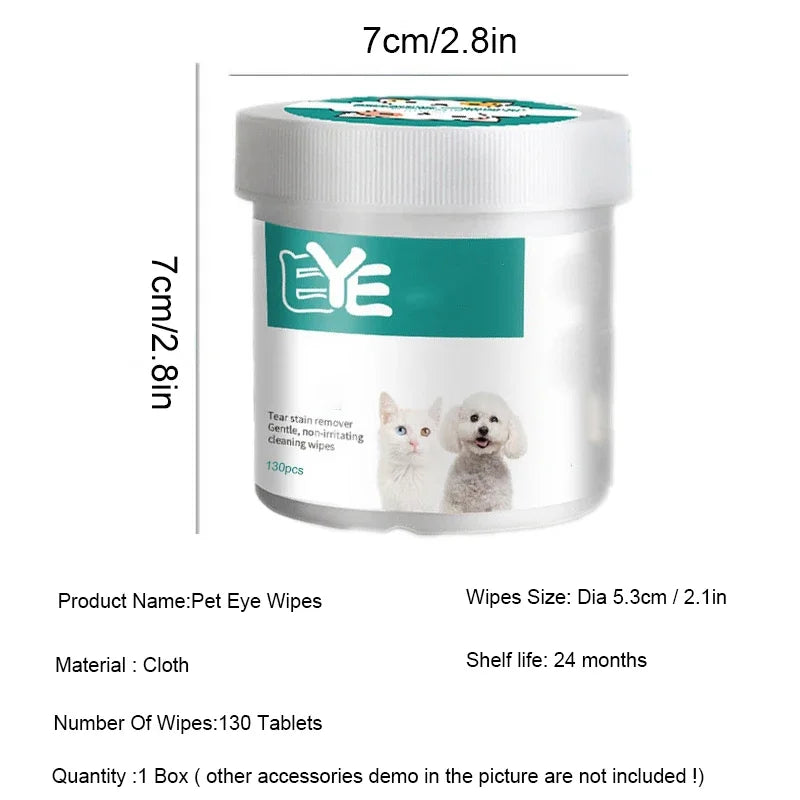Pet Eye Wipes Cat and Dog Tearmark Wet Wipes Cat and Dog Universal No Irritation Cleaning Products 130 Pieces Wipes Pet Supplies