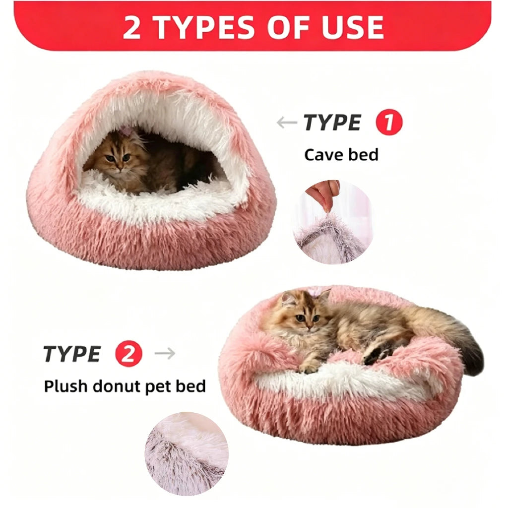 Cozy Cats Beds Pad Dogs Mattress Warm Soft Plush Pets Bed Shell-Shaped Semi-Enclosed Cat Sleeping Nests For Small Dogs Kitten