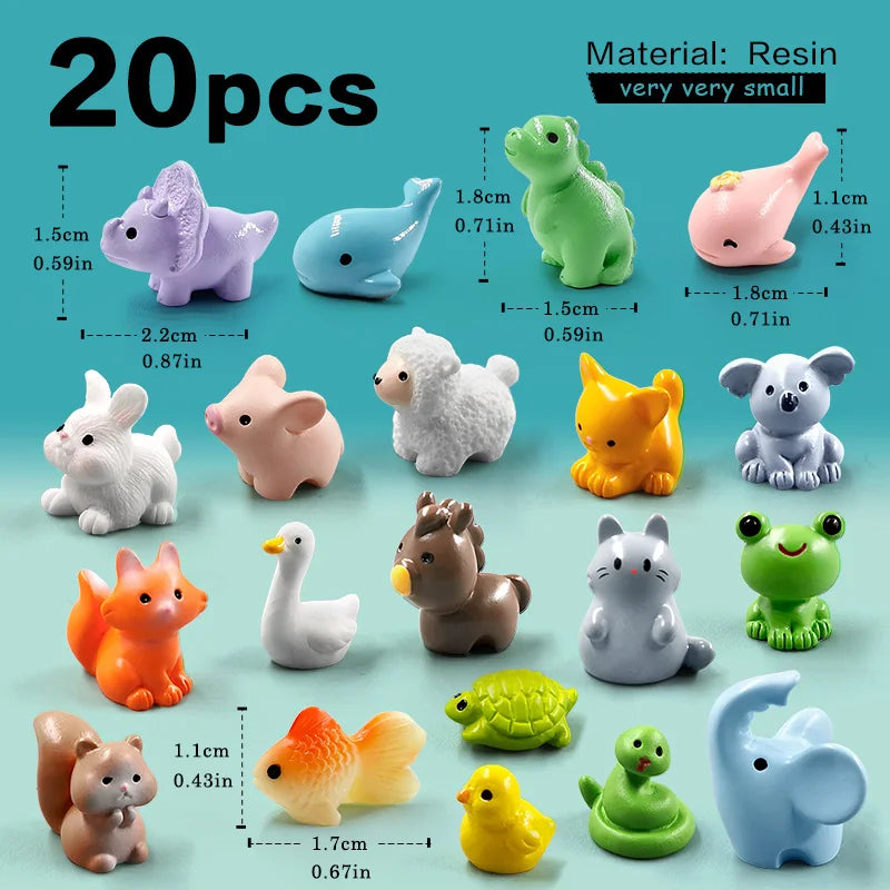 20Pcs Christmas Capybara Flamingo Toucan Pelican Fox Rabbit Pig Cat Frog Figurine Miniature Fairy Garden Decoration Accessories