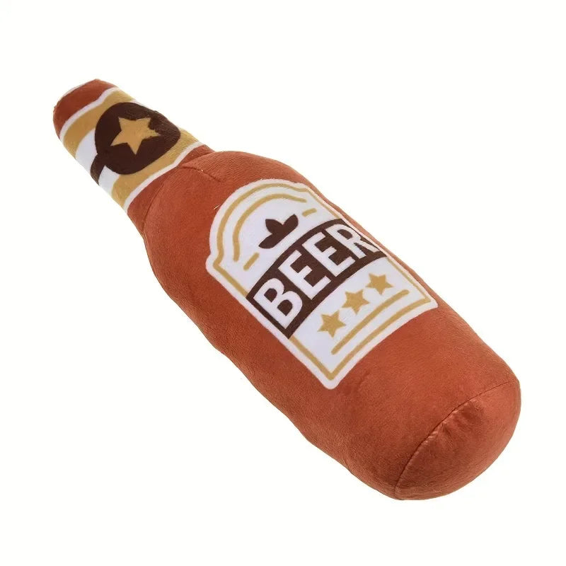 Squeaking Dog Toy Realistic Beer Bottle Shape Interactive Play Bite Resistant Wear Resistant Easy To Clean for Small Medium Dogs
