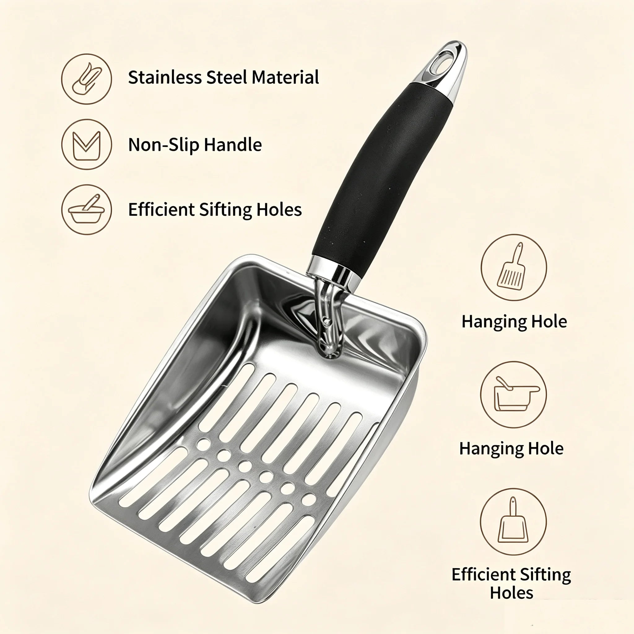 Metal Cat Litter Shovel Long Handle Scoop Pet Cleaning Tool for Cat Sand And Dog Feces Easy to Use Pet Care Product