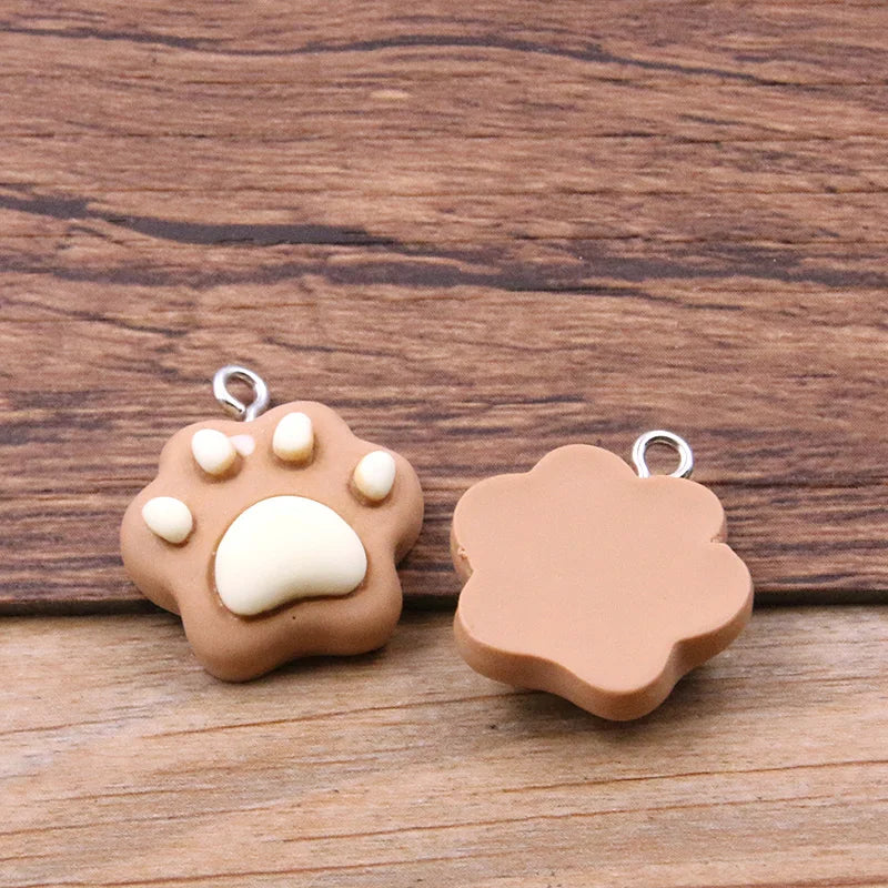 10PCS 20X22mm 7 Color Cat Claw Resin Charms DIY Cartoon Animal Earring Pet Choker Pendants Jewelry Accessory Make