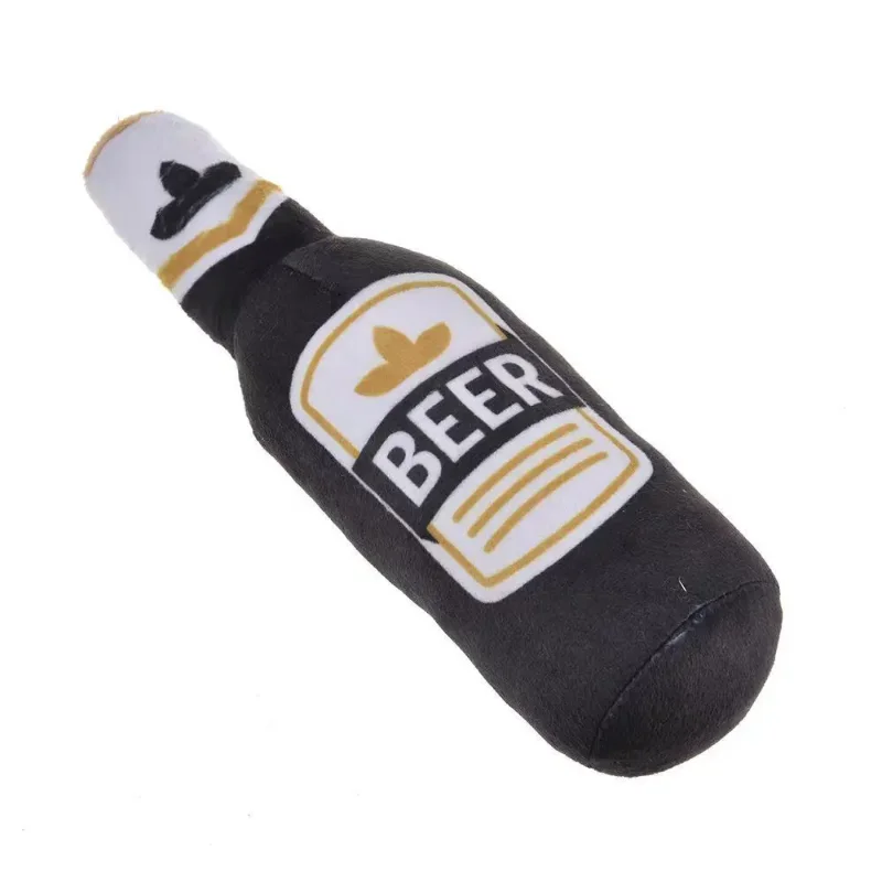 Realistic Beer Bottle Shaped Squeaking Dog Toy Interactive Play Bite Resistant Wear-Resistant Easy to Clean for Dogs
