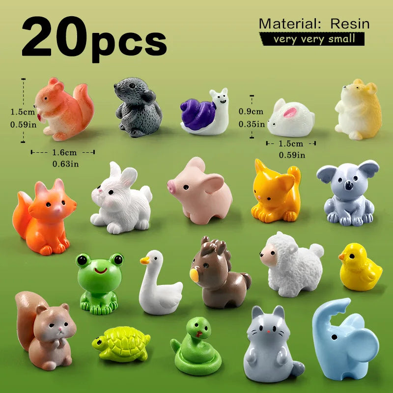 20Pcs Christmas Capybara Flamingo Toucan Pelican Fox Rabbit Pig Cat Frog Figurine Miniature Fairy Garden Decoration Accessories