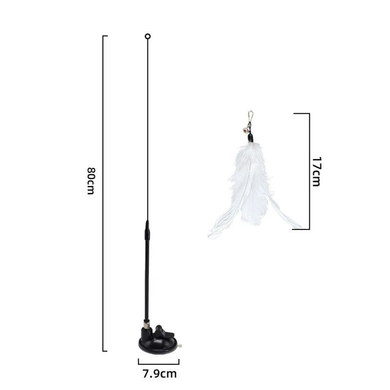 New strong suction cup cat teaser with bell long rod detachable cat self-entertainment toy