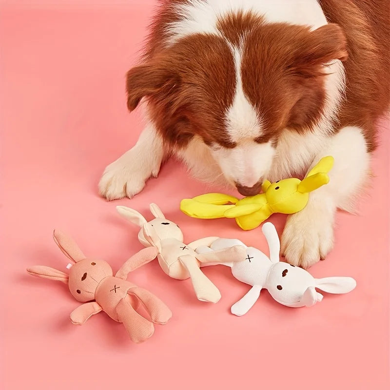 A Random Color Easter Cartoon Rabbit Pet Plush Toy with Dogs, Cats Interactive Play Valentine's Day, Party Birthday Gifts