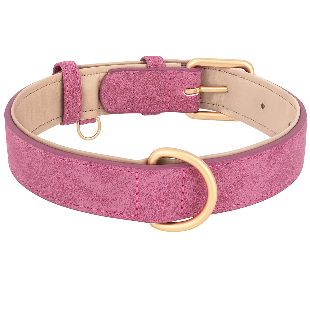 Leather Dog Collar Durable Dogs Collars Soft Padded Pet Pitbull Necklace Adjustable For Small Medium Large Dogs Pug Pet Products
