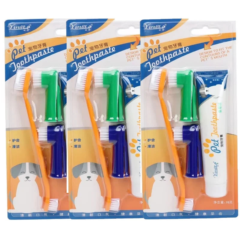 Universal Toothpaste Toothbrush Set Dog Gum Care Products Kit Pet Cleaning Tools Kit Reduces Plaque & Tartar Buildup for Pet