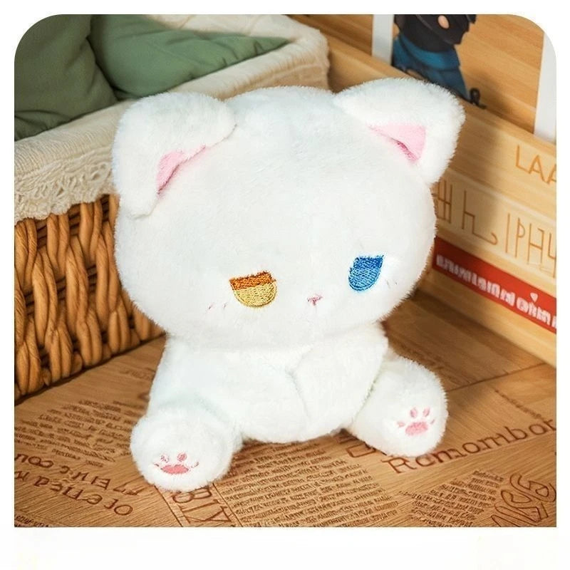 16cm Cute Silly Kitten Doll with High Appearance Plush Toy Cartoon Sitting Posture Doll Black Body with Different Color Eye Gift