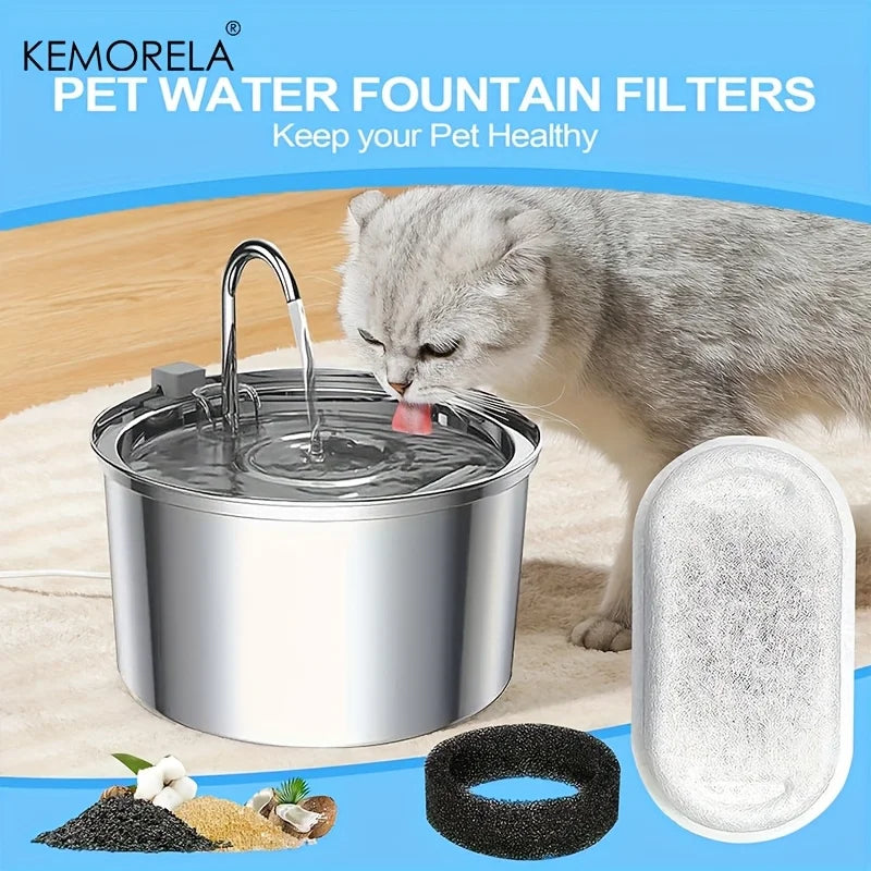 12/15PCS Cat Water Fountain Activated Carbon Sponge Filters for Stainless Steel Water Dispenser Pet Healthy Water Care Accessory