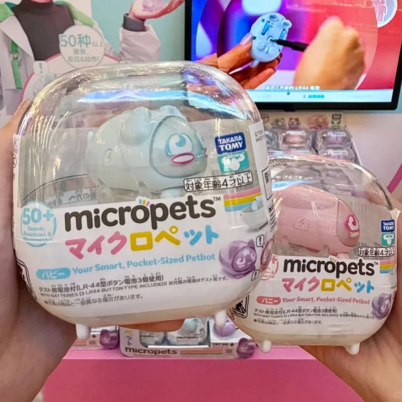 Genuine Takara Tomy Micropets Pocket-Sized Petbot Cat Rabbit Dog Series Electron Pet Interaction Machine Toy Birthday Gifts