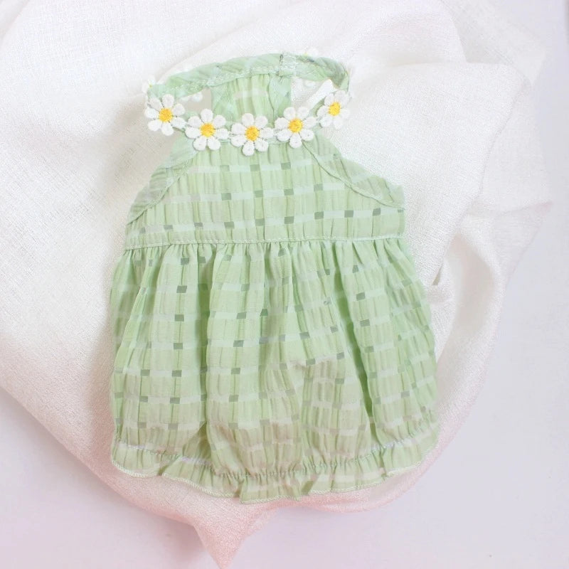 Pet Products Floral Designer Dogs Fancy Dress Candy Green Tutu Skirt Mini Female Cat Clothes for Chihuahua New Summer Puppy