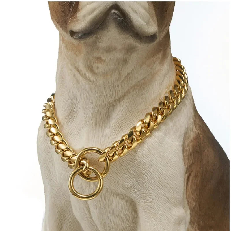 Luxury Dog Collar Gold Dog Chain Choker For Pitbull Bulldog Teddy French Bulldog Metal Collar Pet Necklace Pets Jewelry Products