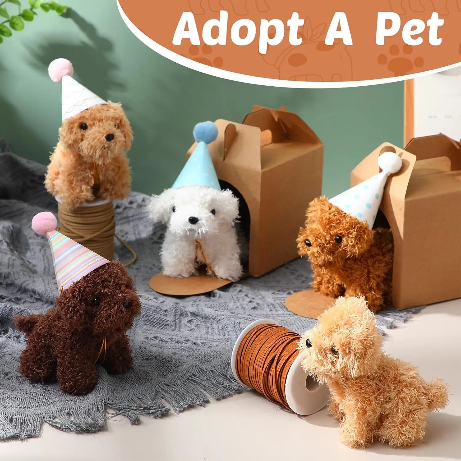 6-20Set Mini Plush Puppy Stuffed Dogs Adopt A Pet Dog Set with Paper Boxes Animals Bulk for Birthday Animal Theme Party Favors