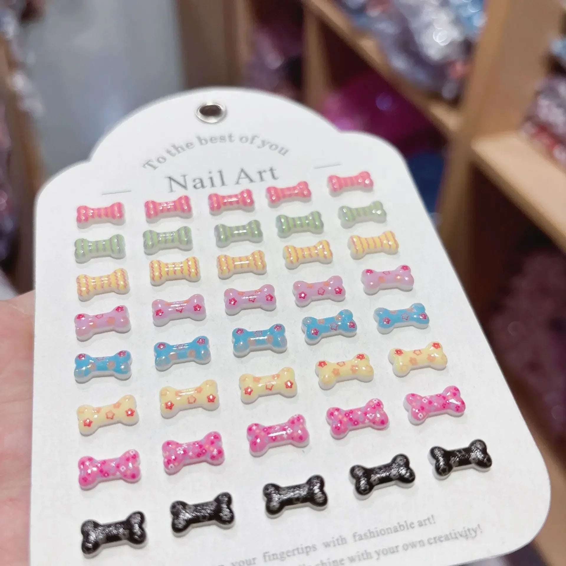 100Pcs Happy Dopamine Dog Bone Nail Charms - 3D Playful Resin Decor for Cheerful DIY Manicures