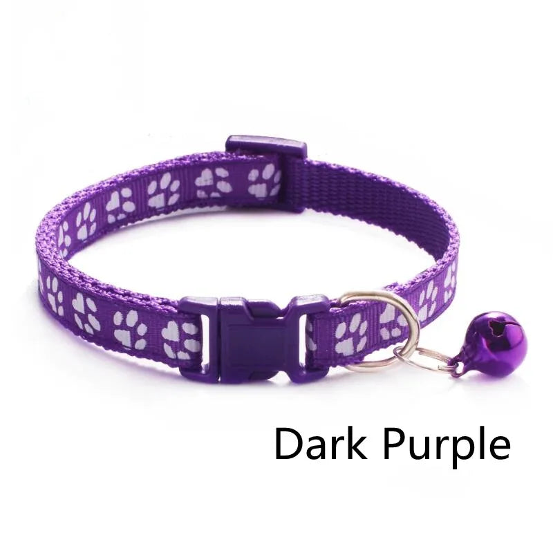 1/6/18pcs Pet Collar With Bell Footprints Colorful Dog, Dog, Cat Accessories Cat Collar Adjustable Bell Ring Necklace Pet