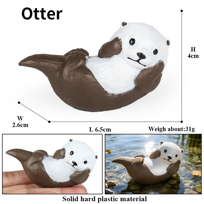 Oenux Cute Pet Model Frog Lizard Pig Hen Rabbit Shiba Inu Hamster Squirrel Otter Animals Figurine PVC Miniature Home Decor Kids