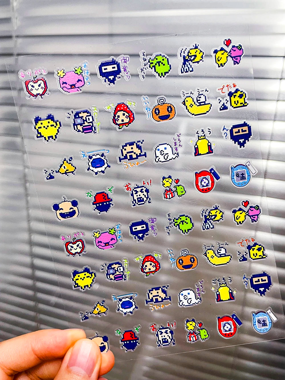 Kawaii Y2K Cute Pet Japanese Anime Self Adhesive Nail Sliders Pixel Style Mini Hand Account Diy Accessory Korean Nail Sticker