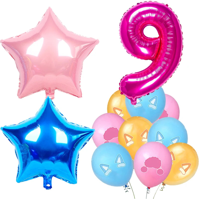 Cartoon Blue Dog Birthday Party Decoration Pink Dog Disposable Tablecloth Cup Bingo plate Baby Shower Kids Favors Party Supplies