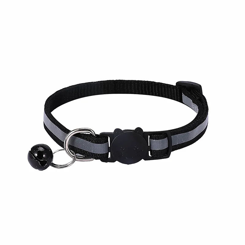 Adjustable Reflective Breakaway Cat Collar with Bell Safety Elastic Neck Ring Necklace Pet Products in Multiple Colors