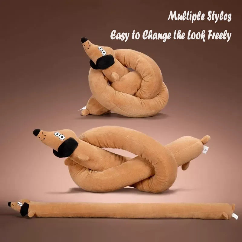 Squeaky Long Dachshund Plush Toy Chew-resistant Imitation Plush Sausage Puppy Toy Tug Toy For Pet Interactive Play Great Gift