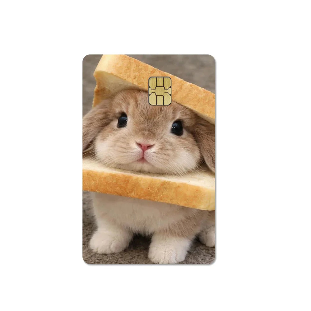 Cute Pet Puppy Kitten Lamb Credit Debit Card Sticker Bread Dog Bus Pass DIY Waterproof Small Chip Film Sticker Decoration Gift